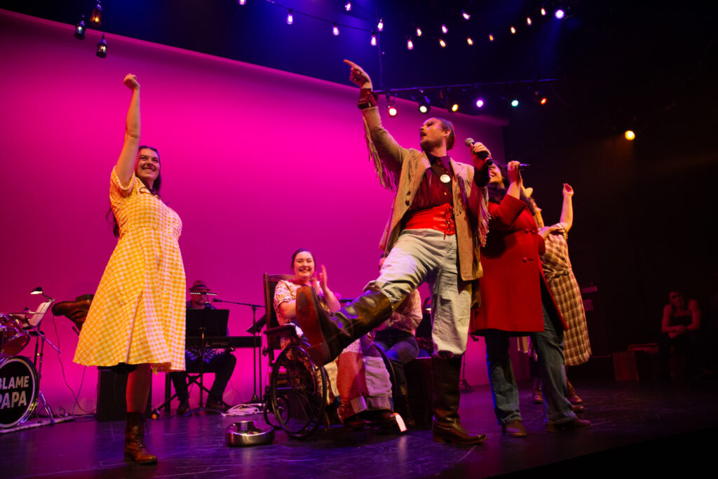 A photo from the production of Razor Creek: Razor Creek: a folk rock sci-fi musical produced at the Iowa New Play Festival at the University of Iowa in Iowa City, Iowa in May, 2024